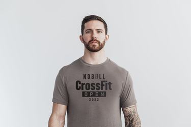 Nobull Crossfit Open® 2022 Men's T Shirts Light Brown | Australia (VG8961)